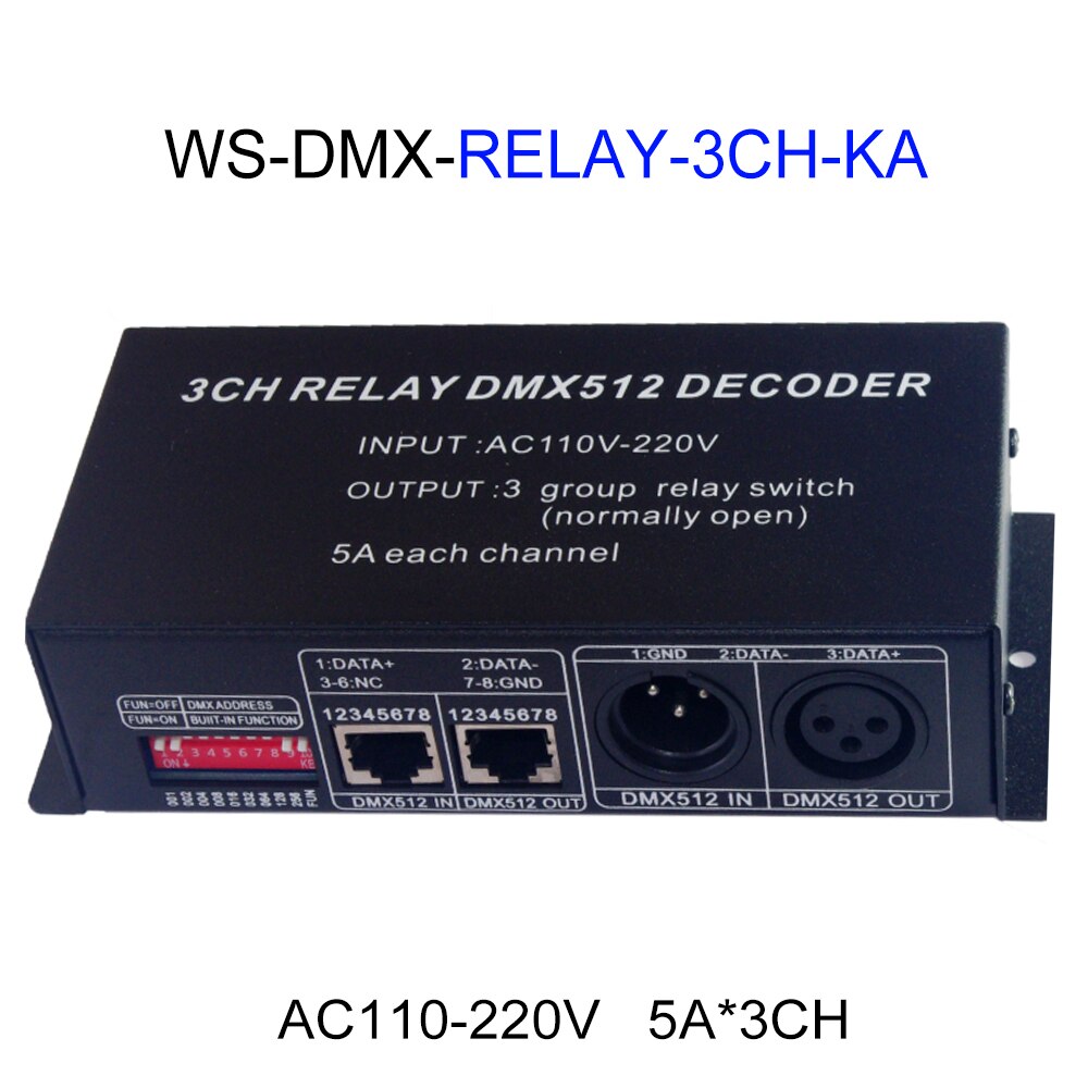 3CH 4CH 8CH 12CH 16CH Relay Switch RGB Controller LED DMX512 Decoder Controller Dimmer DC12V AC110-220V For Led Strp Lights Lamp: DMX-RELAY-3CH-KA
