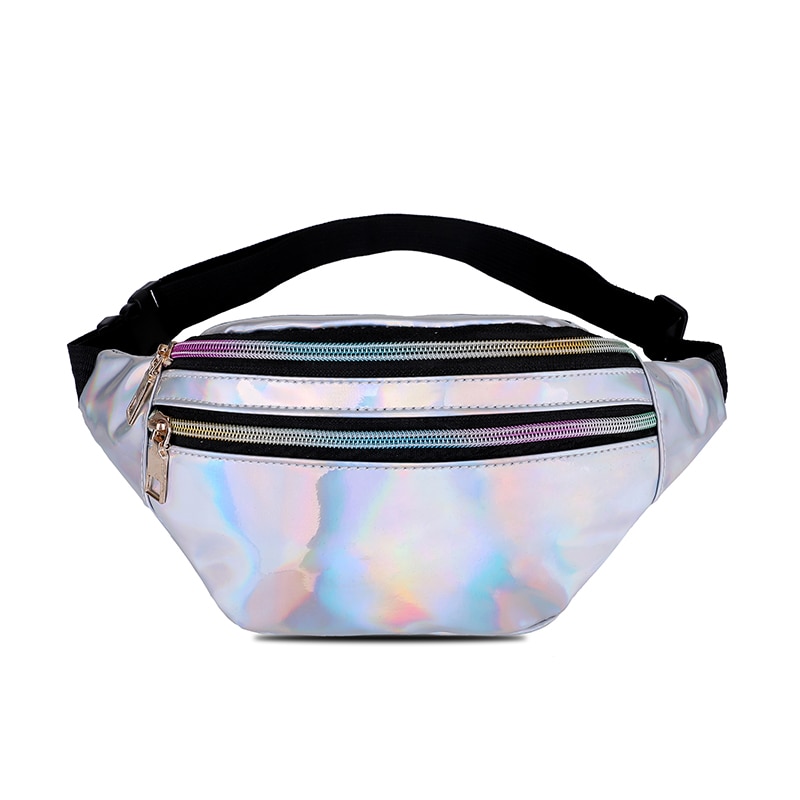 Hip Hop Women's Waist Bag Pu Leather Solid Flash Fanny Pack Outdoor Purse Chest Bag