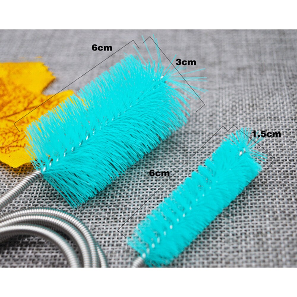 Luchtslang met dubbele uiteinden nylon aquarium waterfilter reinigingsborstel roestvrij staal flexibel multifunctioneel