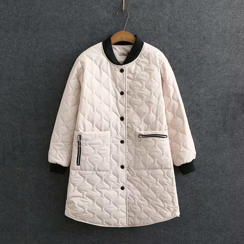 Larga de invierno cálido abrigos para mujer de talla grande de manga completa de estilo coreano Casual chaqueta de mujer Parka para mujeres de talla grande 4XL: beige / XL