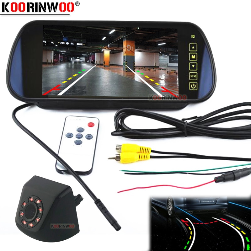 Koorinwoo Intelligente Auto Dynamische Traject Camera Achteruitrijcamera Met 7 "Lcd-scherm Spiegel Video 12V Parking Systeem Voor radio/Dvd