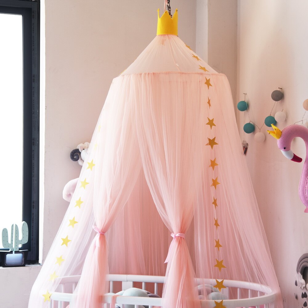 Hanging Mosquito Net Round Baby Kids Lace Four Corner Student Canopy Bed Mosquito Net for Children Girls Room Decoration