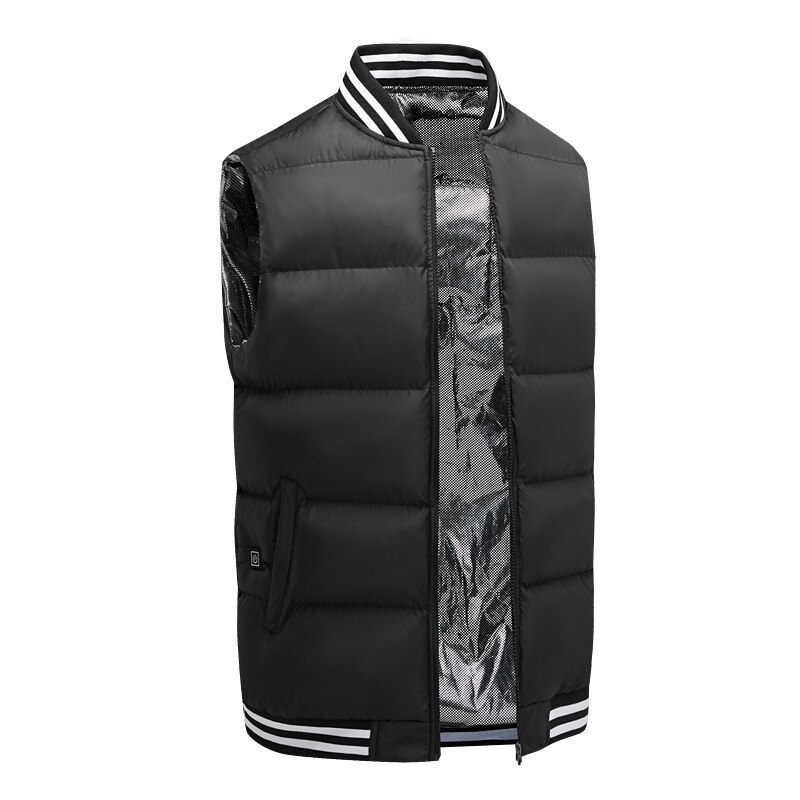 Winter Smart Self-heating Vest for women Cotton-padded Clothes Solid Color Sleeveless Vest Men's USB Charging Plus Velvet Jacket: black / 4XL