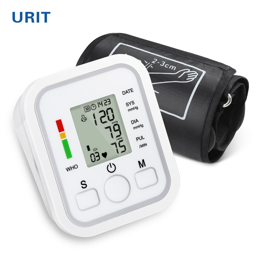 Urit Monitor de presión arterial esfigmomanómetro electrónico Digital, máquina de presión arterial automática, tensiometro de pulso y frecuencia cardíaca, manguito largo