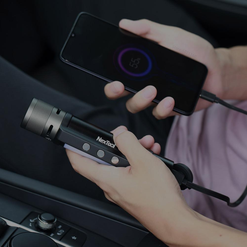 XIaomi-linterna portátil Nextool para exteriores, luz LED potente con Zoom, zumbador decibel de alto, SOS, Banco de energía