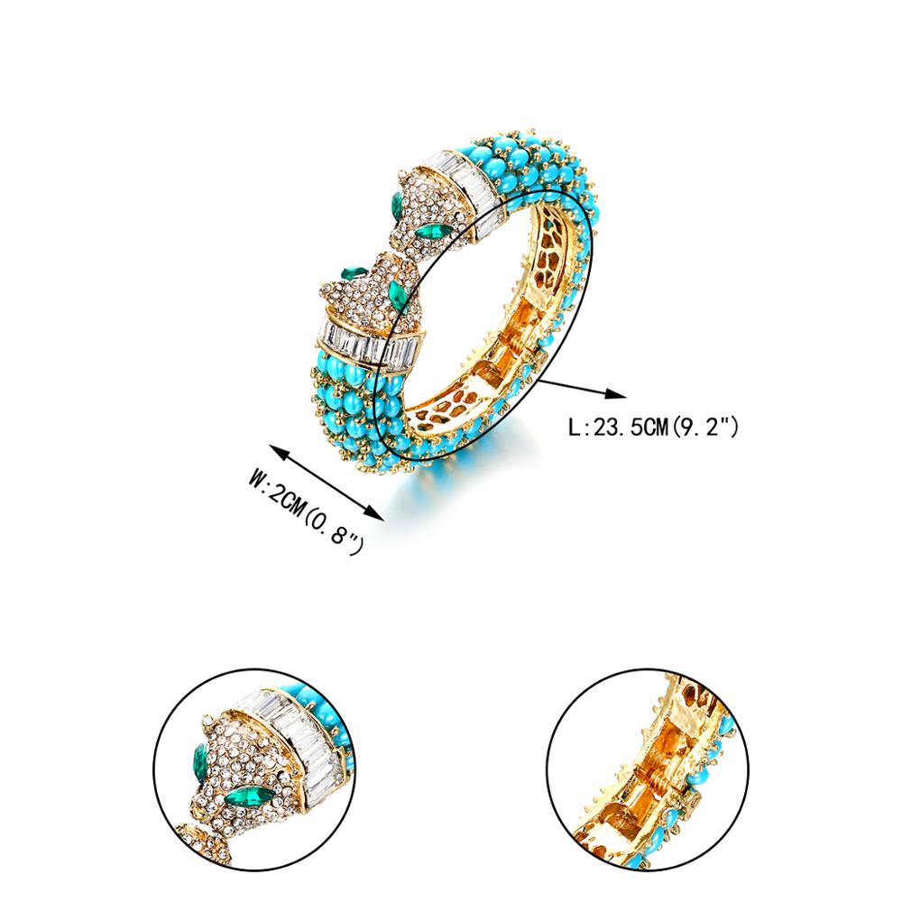 Tuliper Panther Hars Armband Vrouwen Браслет Animal Leopard Bangles Pulseras Blue Crystal Party Sieraden Femme Vrouwelijke Mode