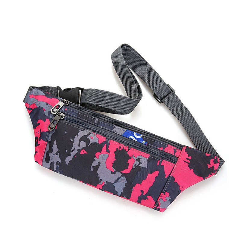 Fanny Pack Vrouwelijke Sport Mode Waterdicht Borst Handtas Unisex Heuptas Dames Taille Packs Camouflage Buik Riem Tassen: Rose