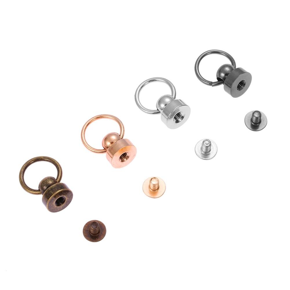 10 piezas de remache giratorio, botón de Metal, cabeza de anillo redondo, tornillo trasero, artesanía de cuero, remache de clavos de latón