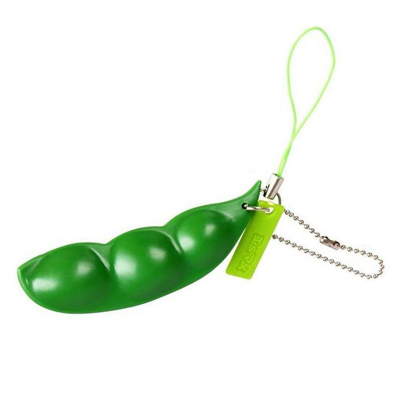 Spaß Squishy Unendliche quetschen Edamame Bohne Erbse Spielzeug Kette Schlüssel Anhänger Ornament betonen Entlasten Dekompression Anti-betonen-Spielzeug