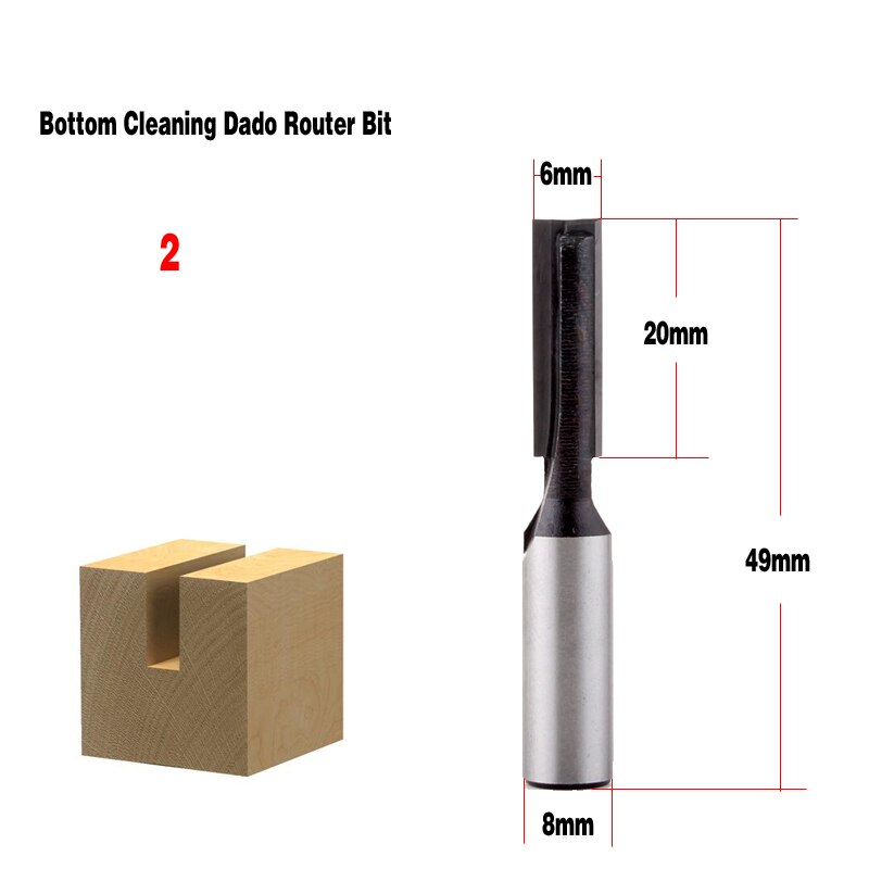 Chwjw jeu de mèches droites/Dado pour le nettoyage du bois, tige de 8mm de diamètre 5,6,8,10,12,16,18mm, 1 pièce: 2NO(25)