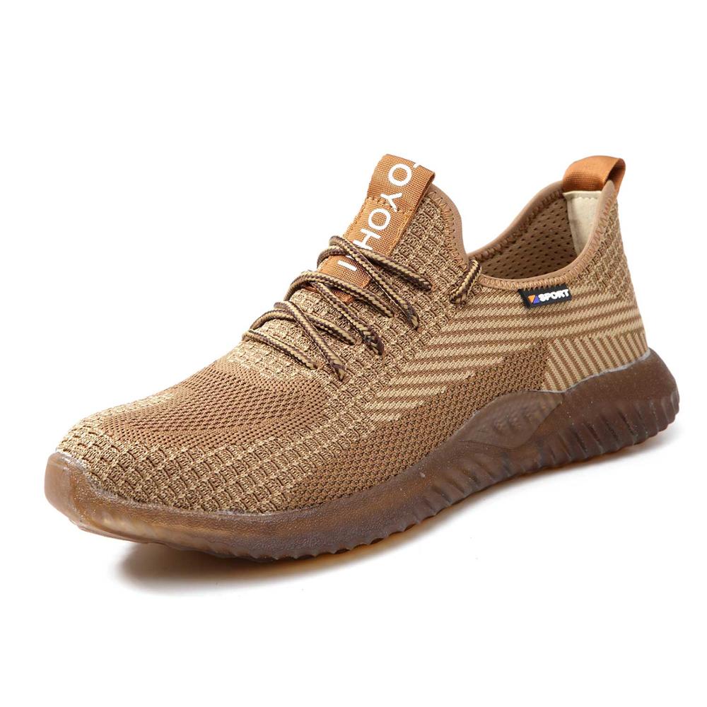 Suadex men aço toe sapatos de trabalho segurança respirável leve confortável construção industrial sapatos antiderrapante punctura: Khaki-605 / 46