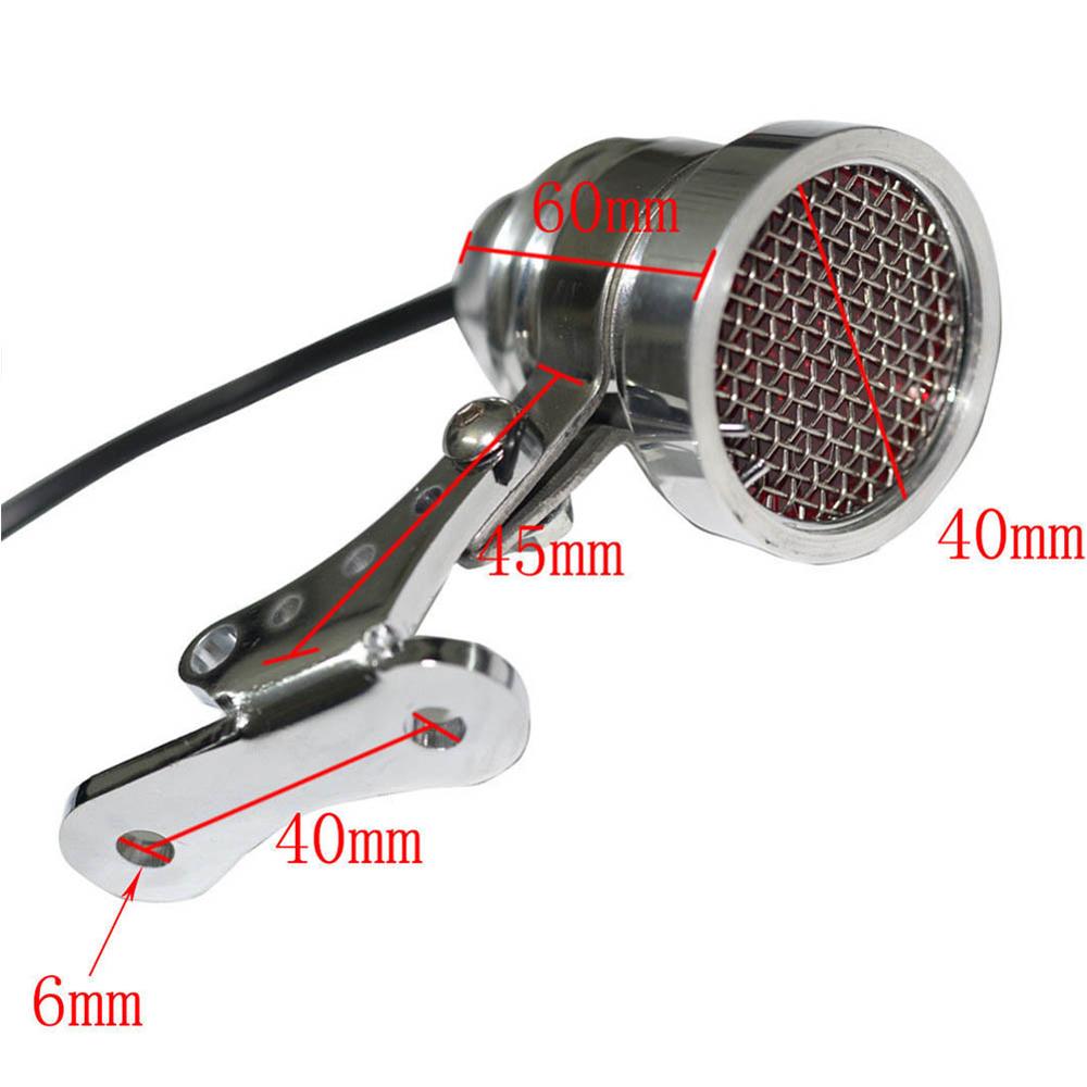 Retro baglygte universal cafe racer vintage baglygte mesh grill bremse stoplampe motorcykel retro cykel baglygte til harley: Krom