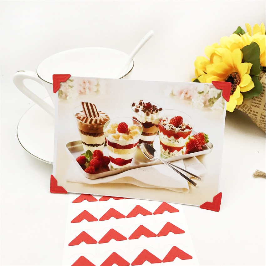 120 stks/partij (5 vellen) DIY Snoep kleuren Vintage Hoek kraftpapier Stickers voor Fotoalbums Frame Decoratie Scrapbooking