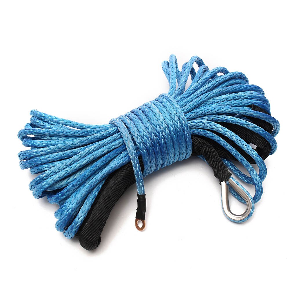 6mm x15m syntetiskt vinschlina i nylon med mantel blå för atv utv  td326