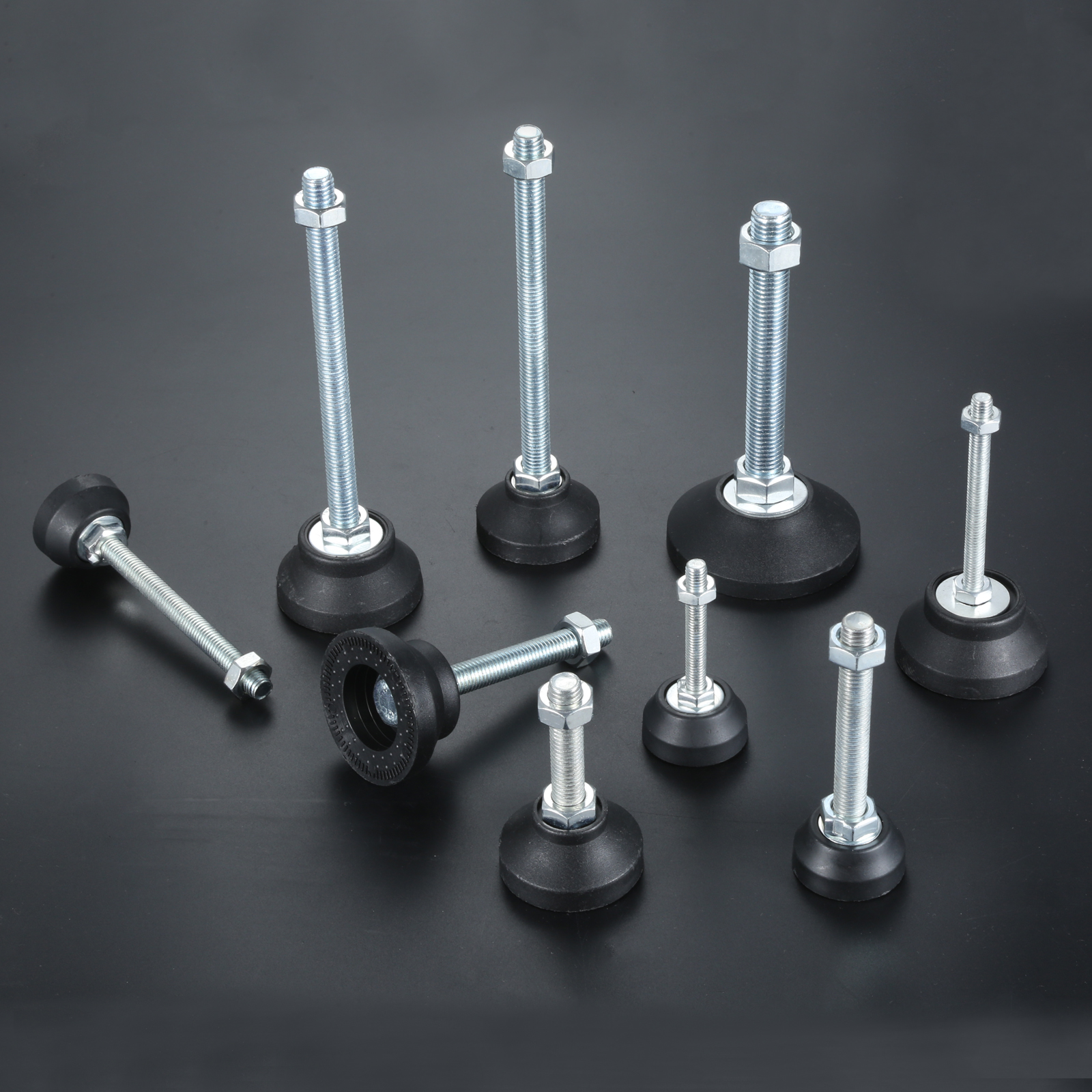 Adjustable Levelling Feet Swivel Base Furniture Glide Pad Adjusting Foot M8 M10 M12 M14 M16 Threaded Screw in Height 2/1 PC
