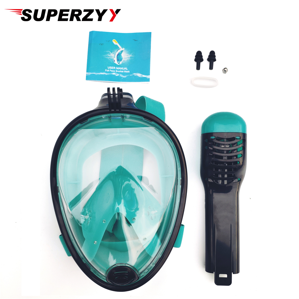 Full Face Snorkeling Masks 180 View Anti-fog Anti-Leak Snorkel Scuba Underwater Diving Mask Red/Black/Blue/Green