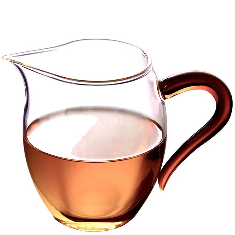 Color handle thickened fair cup heat-resistant glass tea dispenser Linglong Gongfu teacup tea ceremony accessories