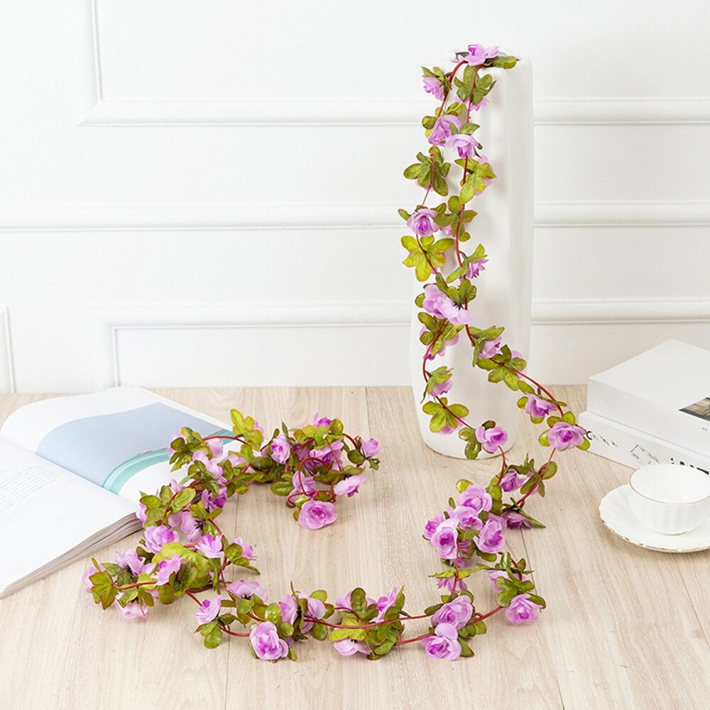 1/2 stuks 2.5m klimop slinger hangende knop wijnstok bloem bruiloft feest huisdecoratie kunstbloem wijnstok: Paars / 1pc