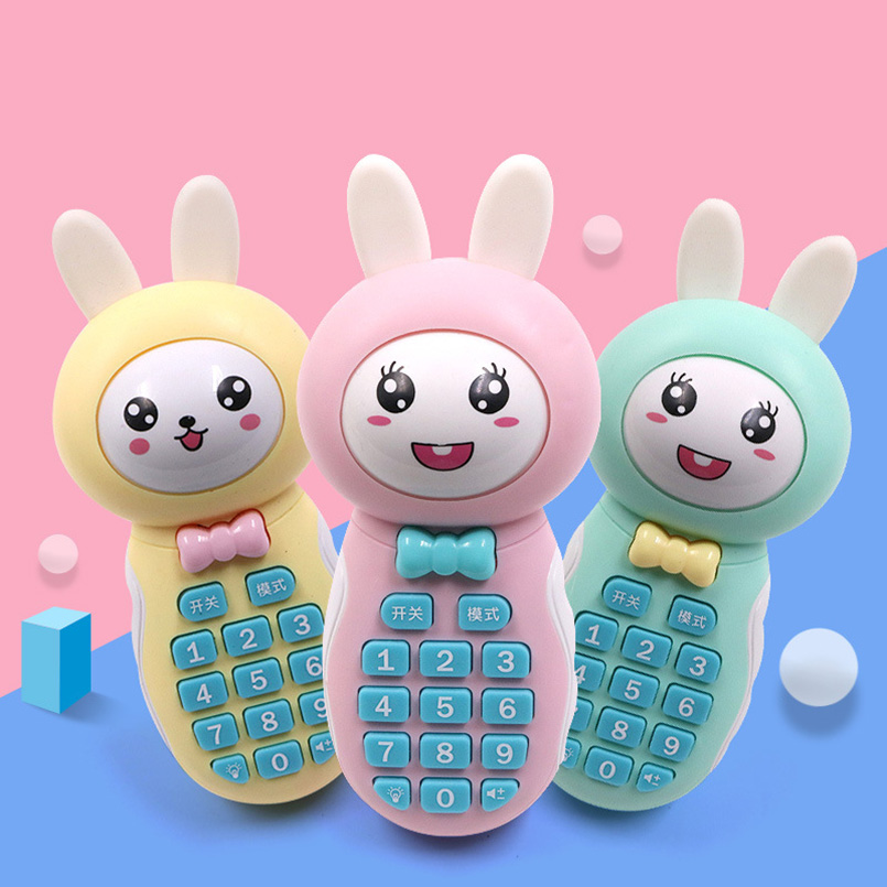 Baby Rattles Toys rabbit Newborn Hand Bells Teether Baby Toys 0-12 Months Muscial Change face Educational mobile Toys for baby