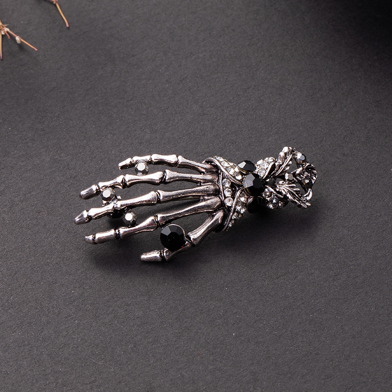 Broche de calavera Retro para hombre, insignia de Palma de gótica, estilo oscuro, joyería de Halloween, de cumpleaños, recuerdo, 1 unidad