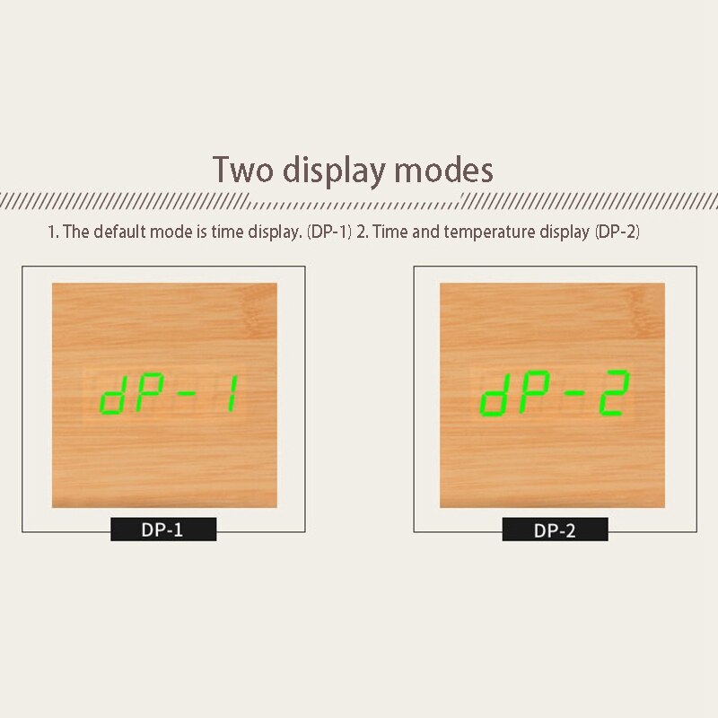 Houten led-wekker, houten retro-gloedklok, bureaubladdecoratie, spraakbesturing, snoozefunctie, bureaugereedschap