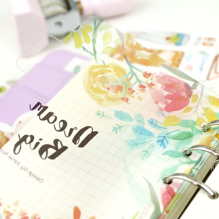 Transparent Fleur Recharges 6 pièces Intercalaires A5 A6 pour 6 Liant Trou Portable Organisateur Belle Charge Pages Pour Planificateur