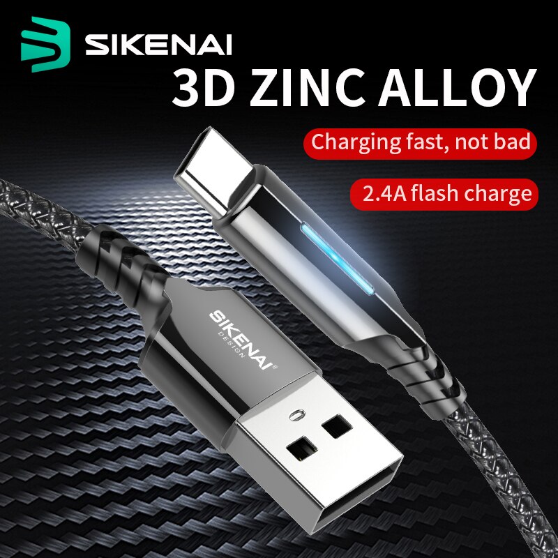 Sikenai Smart Power Off 3A USB Type C Fast Charger Cable