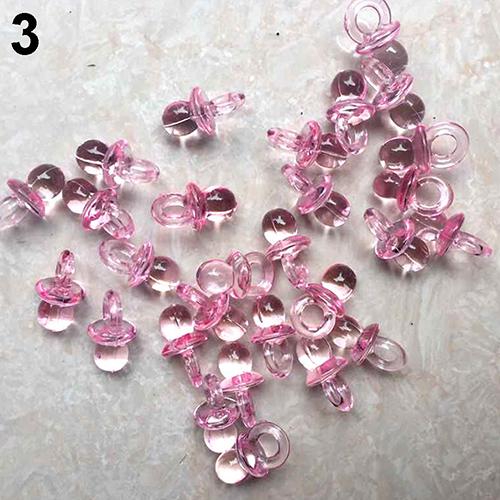 50 stuks transparante acryl mini fopspenen babyshower feestgunst meisje jongen speldecoratie: Roze