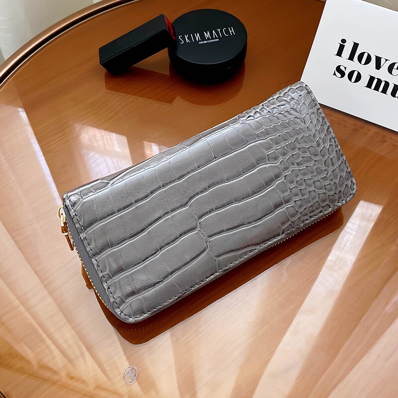 Portefeuille Long pour la des femmes motif Crocodile sac à main avec fermeture éclair sacs à main en cuir PU porte-monnaie porte-carte
