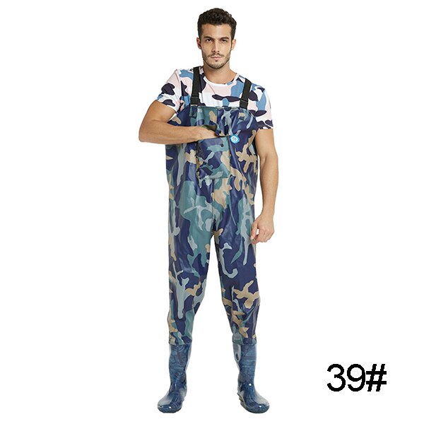 Fishing Waders With Wading Pants Boots Nylon + PVC Adjustable Shoulder Strap Lure Fishing Gear Boot Wader A135: camouflage size 39