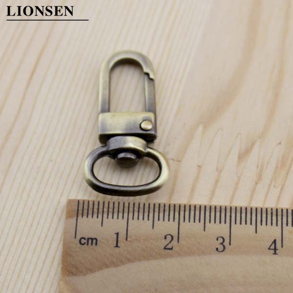 Lionsen-accesorios para bolsas de bronce, hebilla de equipaje, gancho a presión/perro, colgador de bolsas, cierre de langosta, anillo en D de 12 mm de diámetro, 6 juegos por lote