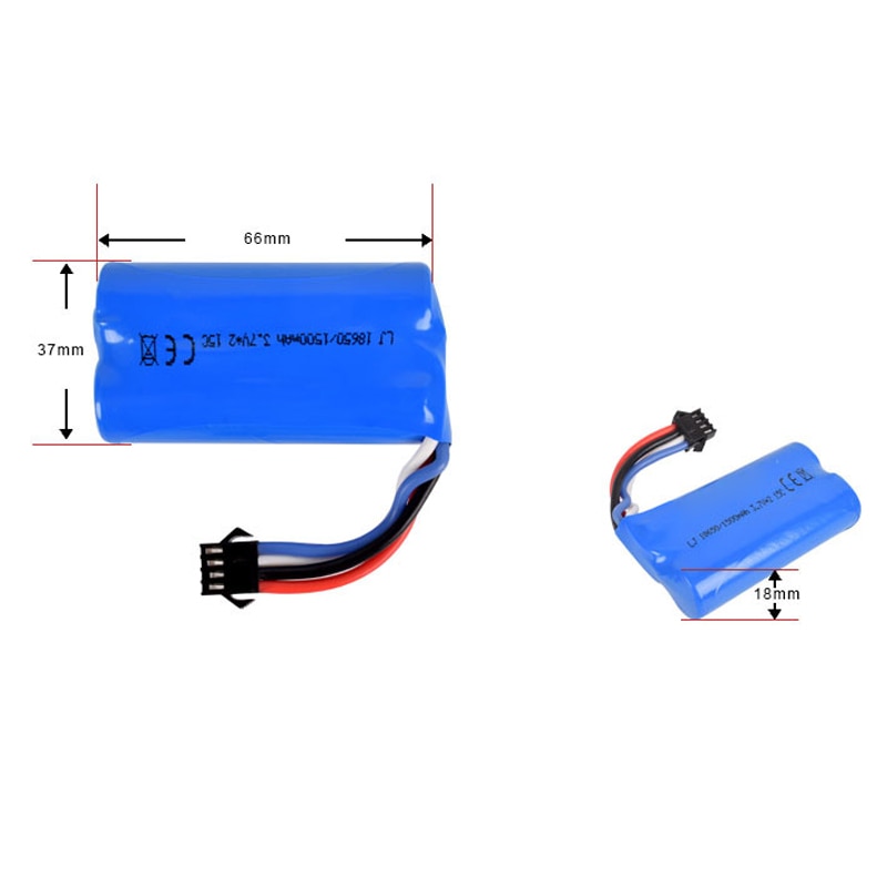 7.4v (3.7vx2) 1500mah 15C 18650 Li-ion SM-4P Plug Battery RCHQ961 962 UD1902 1002 toys battery