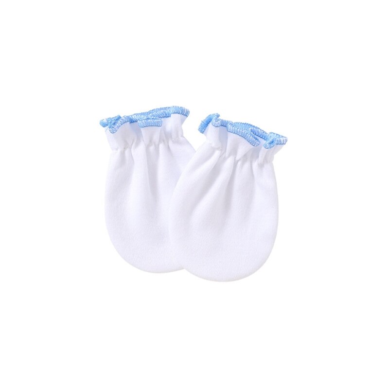 1 Pair Baby Anti-scratch Soft Cotton Gloves Newborn Handguard Mittens Infants Supplies: White 2