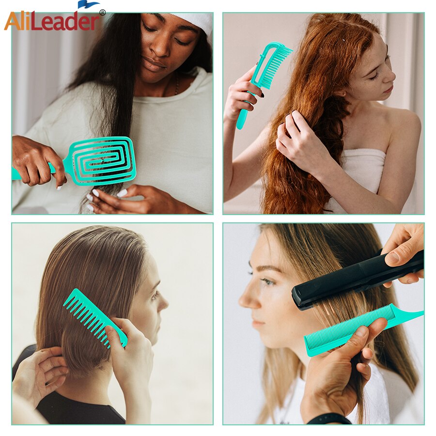 Detangling borste 4 delar hårborste set för afro lockigt krulligt långt hår knutar detangler lätt att rengöra hårvård stylingverktyg