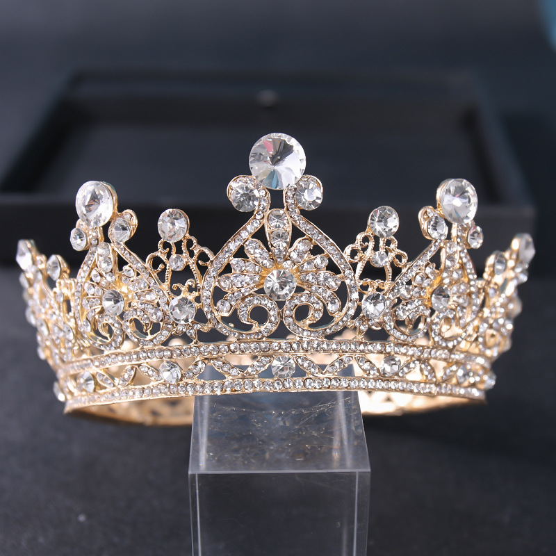 Luxe Kristal Ronde Kroon Tiara Voor Vrouwen Strass Prom Diadeem Kroon Bruids Bruiloft Haaraccessoires Sieraden Kroon Tiara Cadeau