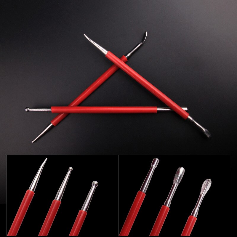 3 pcs Red bar stainless steel indentation pen sets of soft clay ceramic indentation tools clay plastic tools Artistic supplies
