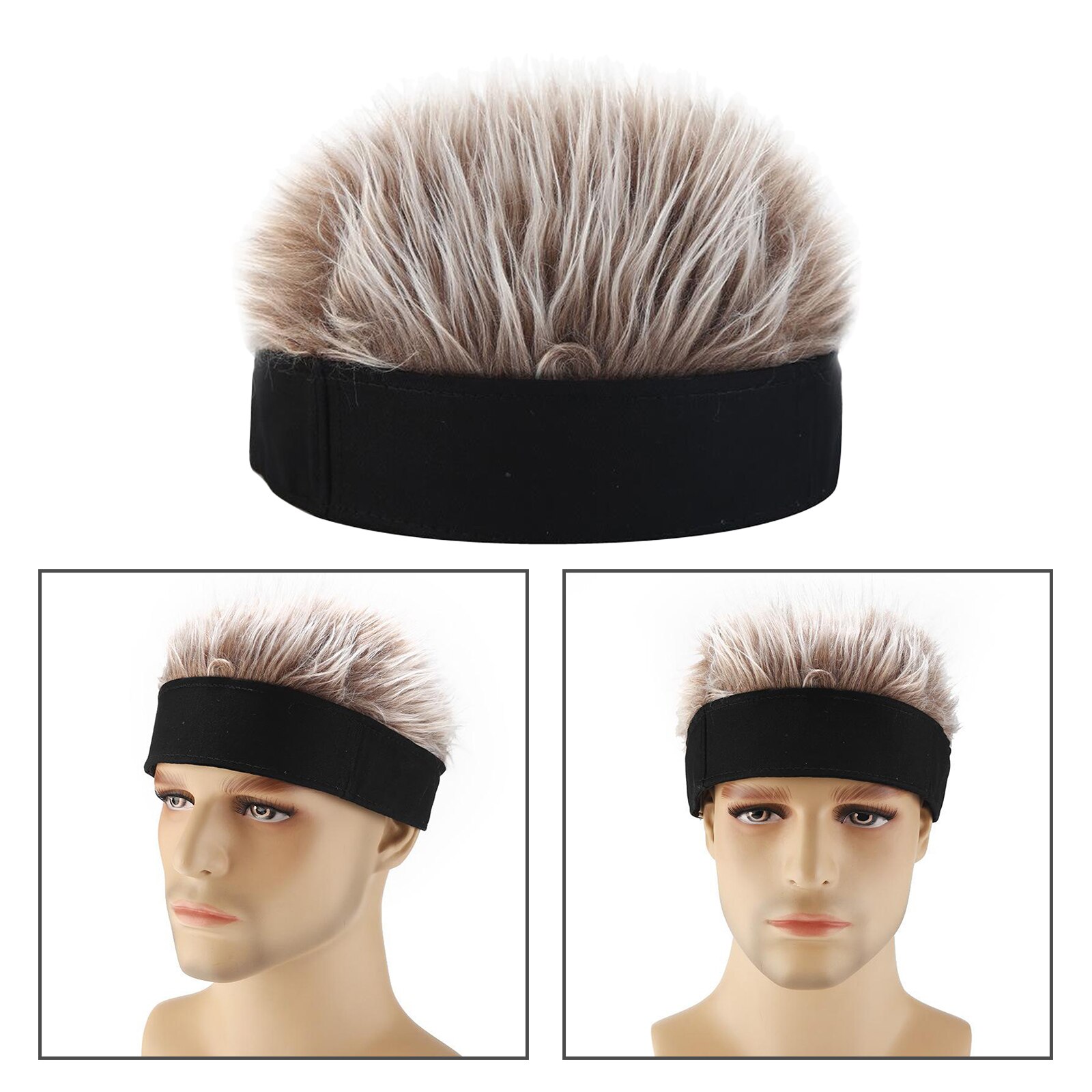 Perruque de tête de mort sans bords pour homme, bonnet à cheveux, hiver