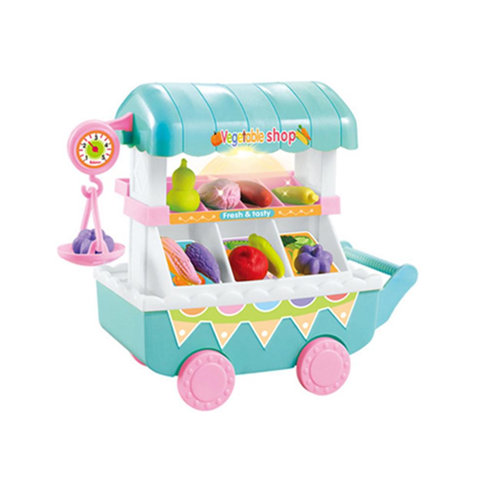 Mini carrito de golosinas para niños, resistente al medio ambiente ABS 19 juegos de bricolaje con música ligera: Vegetable stand