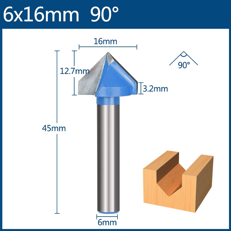 Fresa de 6mm, broca en V, broca enrutadora de MDF de madera maciza 3D, fresas de 60 90 120 150 grados: 4 mm