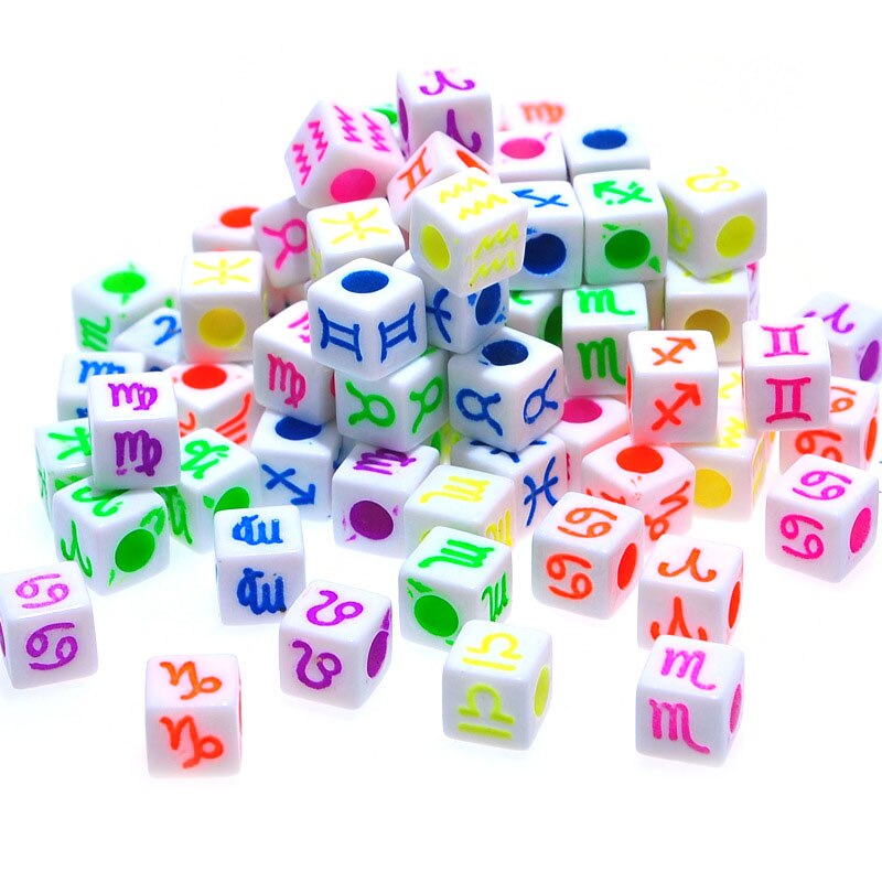 50 stk blandet stjernetegn konstellation tegn terning perler charms spacer løse perler til smykker fremstilling gør-det-selv armbånd halskæde tilbehør