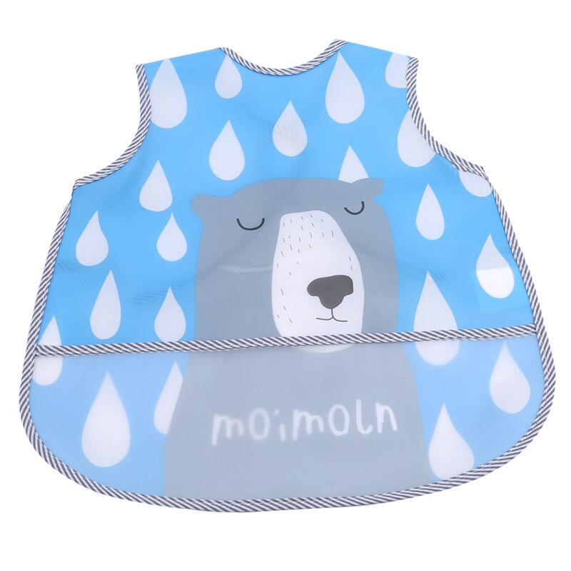 Baby slabbers eva waterdichte voedingsslabbetjes cartoon dierenprint voedingsdoek mouwloos kinder baby schort babador bandana: Een blauwe beer