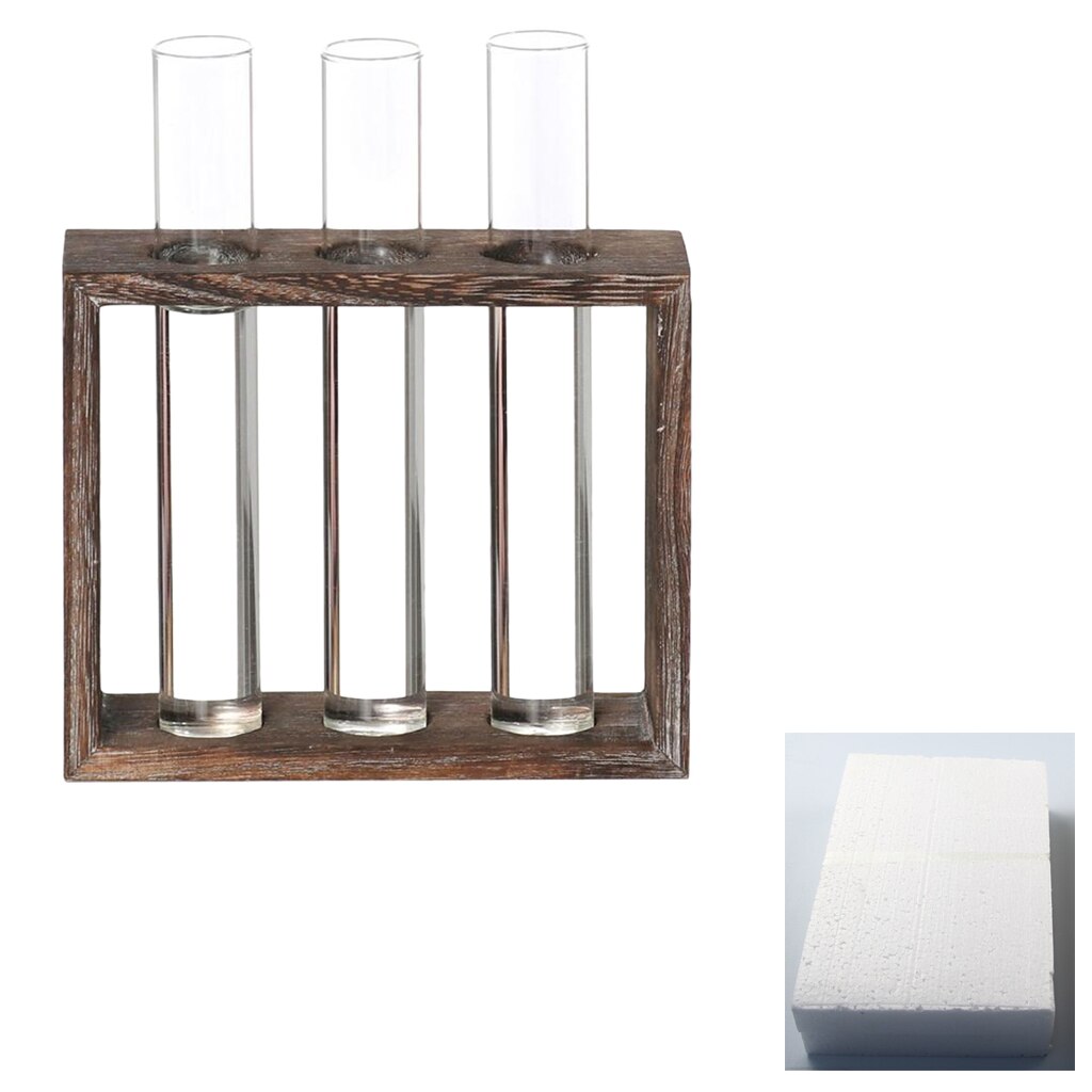 Wasser Pflanzen Glas Vase, Reagenzglas Pflanzer Moderne Blume mit retro Solide Holz Stehen Tabletop: 3 Rohr mit Schaum