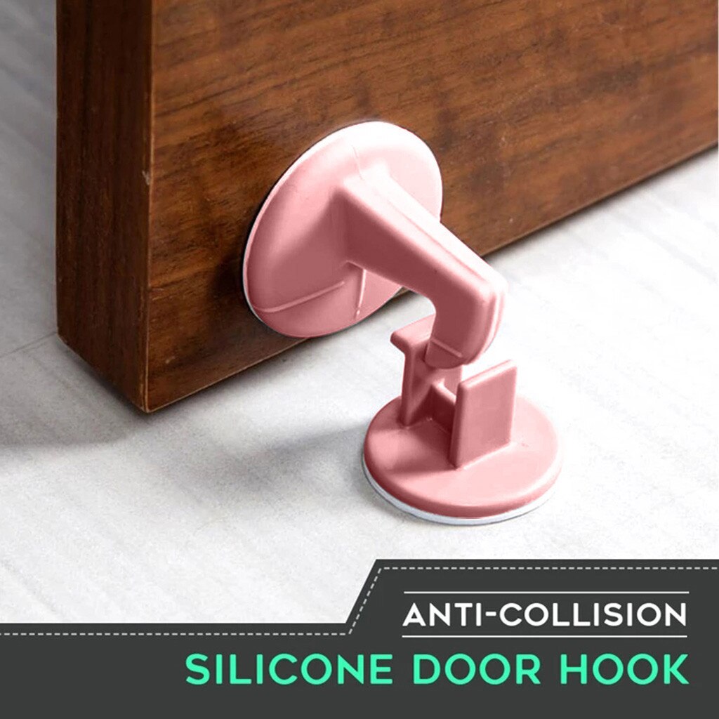 Serrure de porte de protection en Silicone 2 pièces | Avec poignée à crochet, protection Anti-Collision, autocollants de butoir de protection: PK