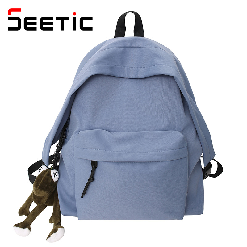 Seetic Effen Kleur Waterdichte Rugzak Nylon Reizen Rugzak Vrouwelijke Anti-Diefstal Schooltas Unisex Eenvoudige Rugzak Vrouwen: Blue Backpack