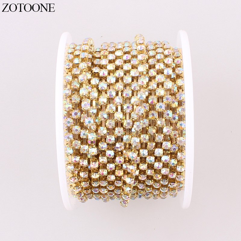 Zotoone diy gouden motief strass steentjes voor kleding strass zilveren klauwketting strass rand lijm nagels stickers naai accessoires c: Goudwitab / Ss16