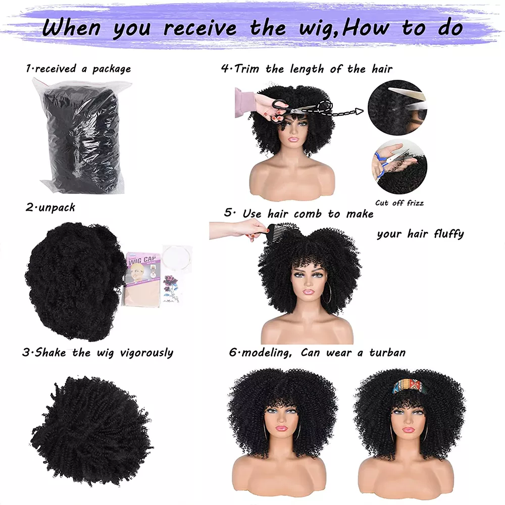 Pelucas rubias de pelo corto para mujeres negras, Afro, rizado, flequillo, Cosplay, Lolita, sintético, Marrón Natural, mezclado