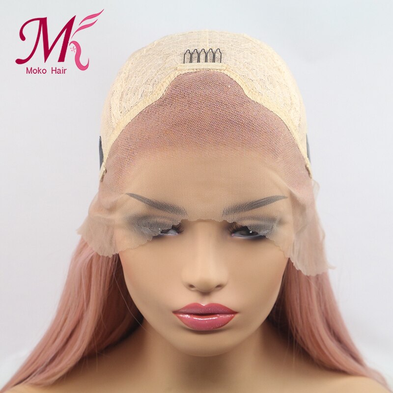 Moko Hair-peluca arcoíris trenzada de colores, peluca con malla frontal Rubia de parte media con pelo Natural, pelucas con doble Trenza para mujeres negras