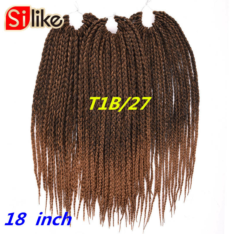 Ombre Grey 18 Inch Synthtic Micro Crochet Box Braids Hair Extension 24 Roots hair Braiding for Black Women: T1B/27