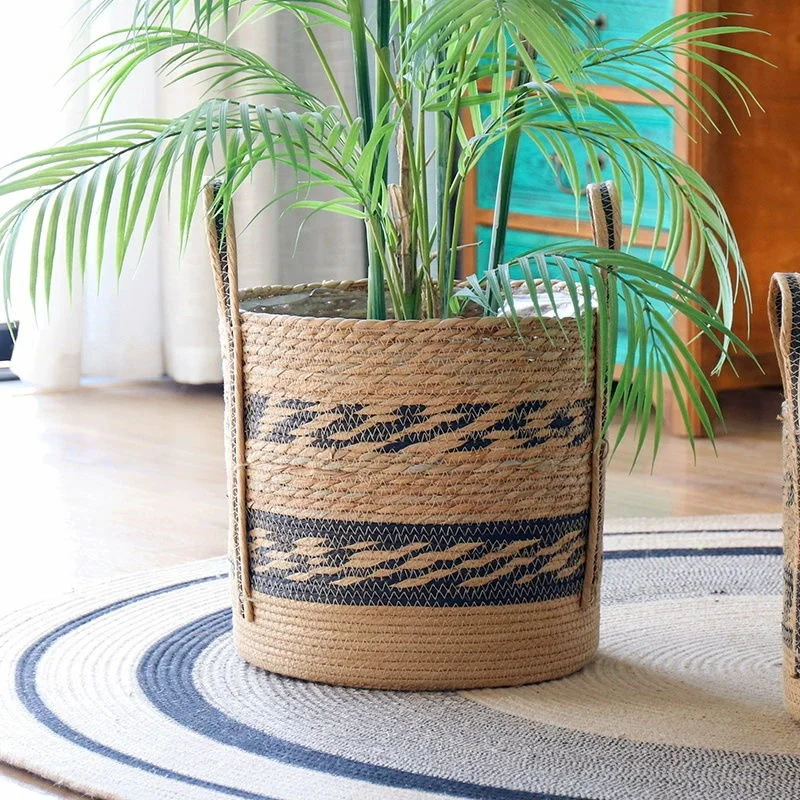 Großer Pflanzgefäß aus natürlichem Seegras, Abdeckung für Blumentöpfe, Pflanzgefäße für den Innenbereich, Blumentöpfe, gewebter Korb, Canasto Decorativo Home Garden Deco