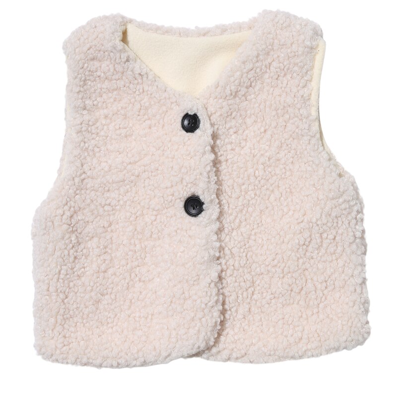Herfst Winter Baby Dikke Vest Meisjes Jongens Berber Fleece Vest Baby Meisje Winter Warm Leuke Kleding: Beige / 13yards